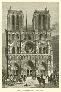 Karel VI op weg naar Notre-Dame (gravure) door French School