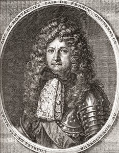 Charles de Sainte-Maure, hertog van Montausier, Franse soldaat en gouverneur van de dauphin, Louis le Grand Dauphin. Uit Les Heures Libres gepubliceerd 1908 door French School