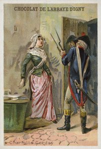 Charlotte Corday, moordenaar van de Franse Revolutionaire Jacobijnse leider Jean-Paul Marat door French School
