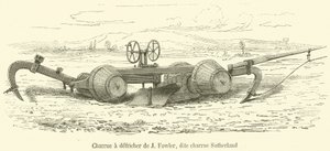 Ploeg om te ontginnen van J Fowler, genaamd Sutherland ploeg (gravure)