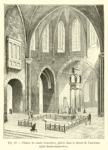 Reliekschrijn van Sainte Genevieve, geplaatst in het koor van de oude kerk Sainte-Genevieve