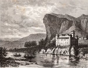Chateau de la Caze in Lozere - gravure in 