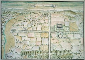 Kastelen van de Loire: Zicht op het kasteel van Plessis Bourre door French School