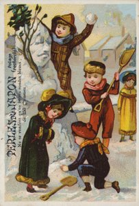 Kinderen Bouwen Sneeuwman, Perles Du Japon door French School