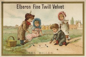 Kinderen die knikkeren (chromolitho) door French School