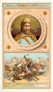 Chilperik II en Karel Martel verslaan de Moren bij Poitiers, 732