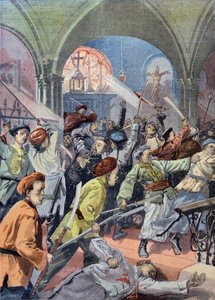 Chinese Christenen Vermoord in Mukden door de Boxers, uit Le Petit Journal, augustus 1900