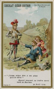 Chocolat Guerin-Boutron handelskaart, Historische Woorden serie door French School