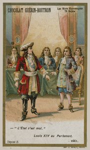 Chocolat Guerin-Boutron handelskaart, Historische Woorden serie door French School