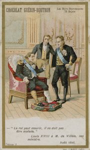 Chocolat Guerin-Boutron handelskaart, Historische Woorden serie door French School