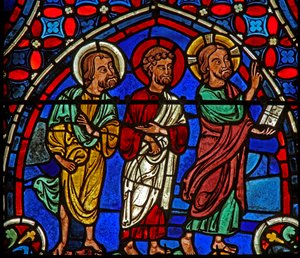 Christus met 2 apostelen door French School