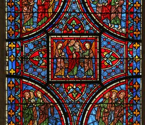 Christus draagt de ziel van zijn moeder (de engelen zijn deels modern) door French School