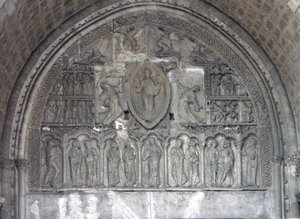 Christus met twee engelen en scènes uit het leven van St. Etienne, van de noorddeur door French School