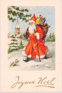 Kerstkaart, ca. 1907 door French School