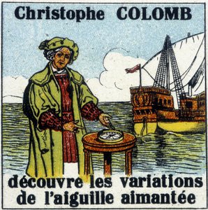 Christoffel Columbus ontdekt de variaties van de magnetische naald door French School