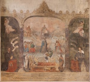 Kerk. Interieur. Kapel Saint-Fursy. Muurschilderingen. De verheerlijking van Maria (begin 17e eeuw)