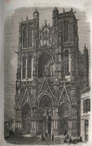 Kerk Saint-Vulfran (Saint Vulfran) voormalige collegiale in Abbeville in het departement van de Somme in Frankrijk - gravure in 