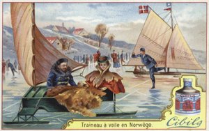 Cibils-kaart met sleeën op ijs
