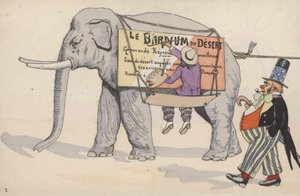 Circusscène, uit een set van onderling verbonden ansichtkaarten