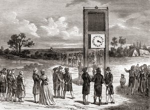 Claude Chappe demonstreert zijn eerste luchttelegraafsysteem in 1791, uit 