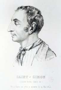 Claude Henri de Rouvroy, Graaf van Saint-Simon, gegraveerd door Perrot (19e eeuw) door French School