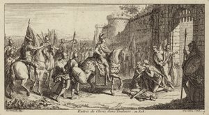 Clovis I, Koning van de Franken, betreedt Toulouse na het verslaan van de Visigoten, 508