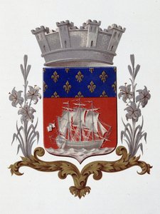 Wapen van de stad Parijs: Koninklijk (Lodewijk XVIII en Karel X) - Octrooi van 20 december 1917 - in "Armorial National de France", door H. Traversier, Parijs door French School