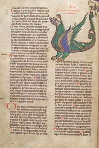 Tekst met illustratie van een Draak, uit Liber Floridus door Lambert de Saint-Omer ca. 1120 door French School