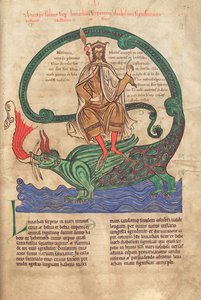Antichrist rijdend op Leviathan, uit Liber Floridus door Lambert de Saint-Omer ca. 1120