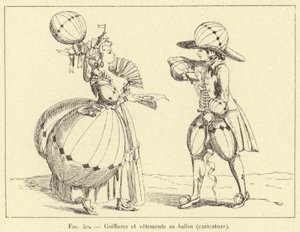 Kapsels en kleding in de ballon (karikatuur) door French School