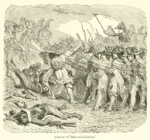 Gevecht bij Fere-Champenoise (gravure) door French School