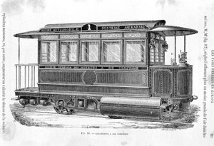 Perslucht tramlocomotief - in "De nieuwe veroveringen van de wetenschap" door Louis Figuier door French School