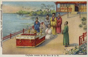 Confucius voltooit de Zes Boeken van de Wet, China