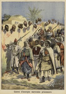 Konvooi van gevangen Marokkaanse opstandelingen, 1897