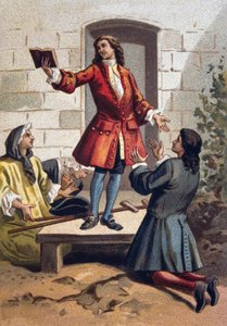 Convulsionaire praktijken (Convulsionnaires van Saint-Medard) - Jansenisme: de convulsionaires (Jansenistische fanatici) van de begraafplaats Saint Medard onder Lodewijk XV. Chromolithografie ca. 1890. door French School