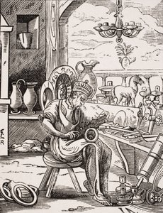 Koperslager, reproductie van een houtsnede door Jost Amman (1539-91) uit 