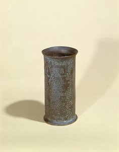 Kopie van een kleine beker met de route van de Romeinse postdienst, gevonden bij Aquae Apollinaris nabij Rome (metaal) door French School