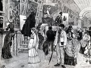 Kopieerders in de Grande Galerie van het Louvre, ca. 1880