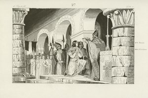 Kroning van Lodewijk III en Carloman als koningen van West-Francië, 879 door French School