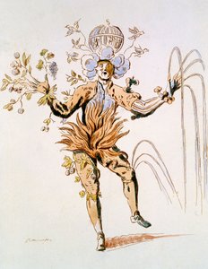 Kostuumontwerp voor de vier elementen in een 17e-eeuws hofballet (facsimile gemaakt door Guillaumot fils) door French School
