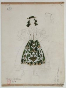 Kostuumontwerp voor opera Cavalleria Rusticana door Pietro Mascagni (1863-1945) door French School