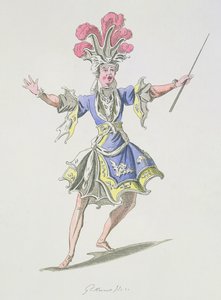 Kostuumontwerp voor de Tovenaar, in Dardanus, een libretto door Leclerc de Labruere, gecomponeerd door Jean-Philippe Rameau, facsimile door A. Guillaumot Fils (kleurgravure) door French School