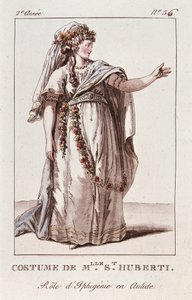 Kostuum van Miss Huberti voor de rol van Iphigenia in Aulide de Gluck