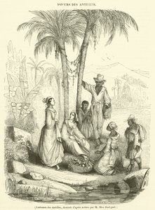 Kostuums van de Antillen (gravure) door French School