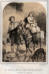 Kostuums van Languedoc - de Maios of het lentefeest - gravure in 