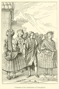 Kostuums van de inwoners van Conception (gravure)