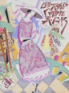 Katoenen stofontwerpen uit de jaren 1920 (kleurenlitho) door French School