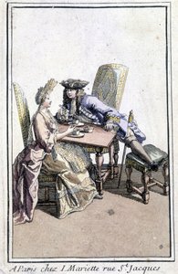 Koppel dat koffie drinkt - gravure