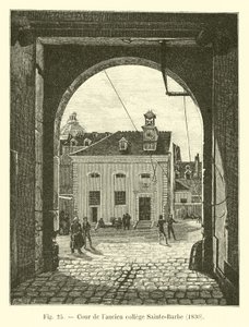 Binnenplaats van het oude college Sainte-Barbe, 1830 door French School