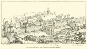 Klooster van de Jacobijnen en stadsmuur onder Filips-Augustus door French School